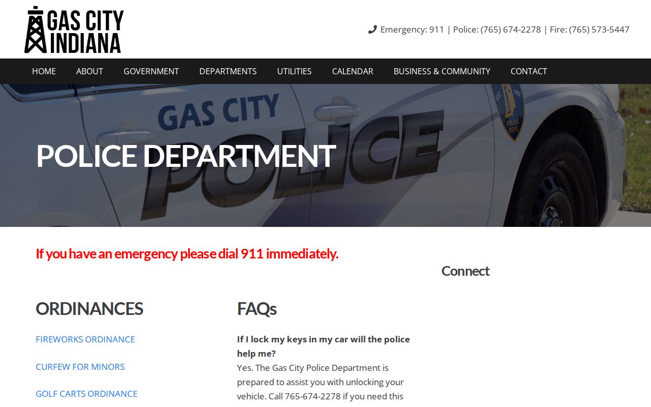 Gas City Police Department arrest-record source in Grant County