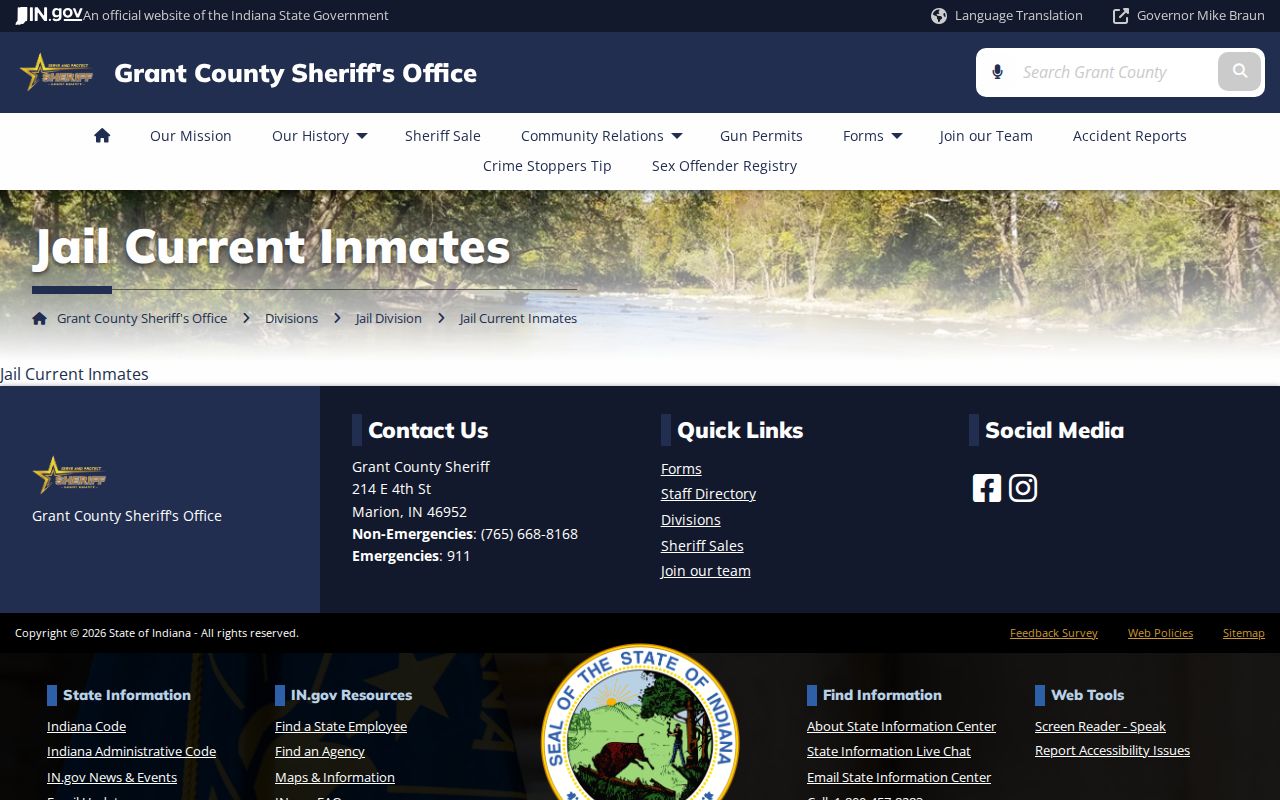 Grant County Jail official current inmate roster gateway